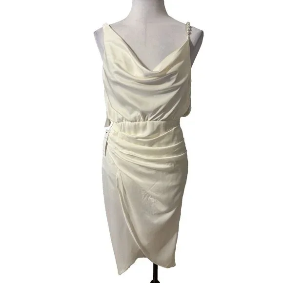 DO + BE Ivory Pearl Strap M Medium Silky Dress NEW NWT - Picture 4 of 16